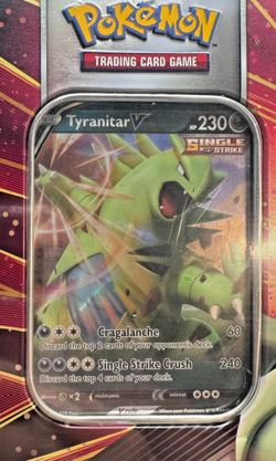 POKEMON TCG 2021 TYRANITAR V & EMPOLEON V STRIKERS TIN SET SEALED! - Image 3