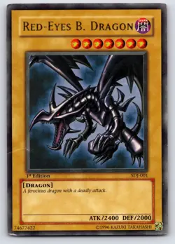 MP Yugioh Red-Eyes Black Dragon SDJ-001 1st Edition Holo Rare Yu-Gi-Oh! - Image 1