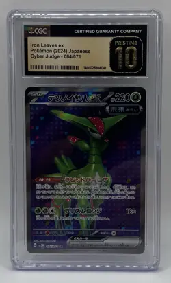 CGC Pristine 10 Pokemon TCG Iron Leaves EX Cyber Judge Japanese Card 084/071 - Image 1