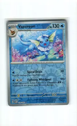 VAPOREON 134 REVERSE HOLO SCARLET & VIOLET 151 POKEMON CARD MINT 2023 - Image 1