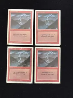 Magic The Gathering mtg English EDH Mtg Revised Lightning Bolt x4 4x 4 Playset - Image 1
