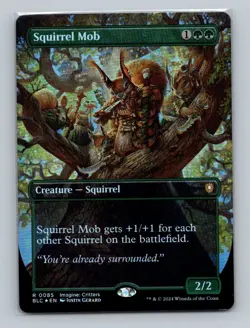 1x FOIL Squirrel Mob Borderless (0085) - Bloomburrow Commander - BLC - MTG - NM - Image 1