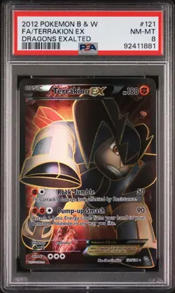 POKEMON BLACK & WHITE DRAGONS EXALTED 121 FULL ART/TERRAKION EX PSA 8 - Image 1