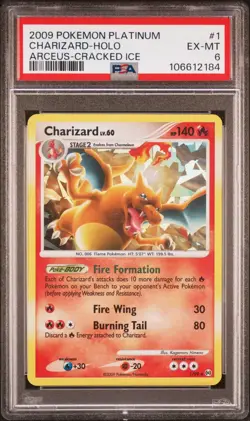 2009 POKEMON PLATINUM ARCEUS 1 CHARIZARD-HOLO CRACKED ICE Excellent Mint 6 - Image 1