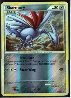 2010 SKARMORY #21/90 HGSS UNDAUNTED POKEMON CARD- RARE- REVERSE HOLO - NM/M - Image 1