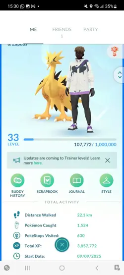 Pokemon Go (Stage 33) Shiny Legendary Galerian Zapdos ( 4 Legendary) - Image 1