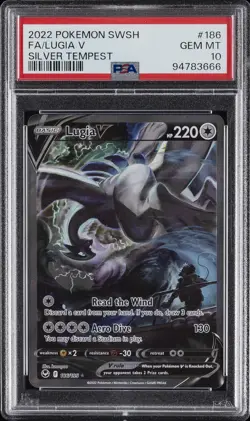 2022 POKEMON SWORD & SHIELD SILVER TEMPEST #186 FULL ART/LUGIA V PSA 10 - Image 1