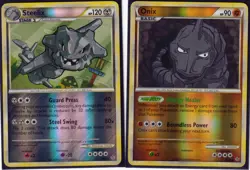 2010 POKEMON RARE STEELIX 24/95 & ONIX 56/95- HGSS UNLEASHED -REV HOLO -NM - Image 1