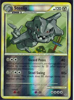 2010 POKEMON RARE STEELIX 24/95 & ONIX 56/95- HGSS UNLEASHED -REV HOLO -NM - Image 2