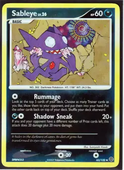2007 POKEMON SABLEYE 63/132 D&P SECRET WONDERS - UNCOMMON REVERSE HOLO (S3) - Image 1