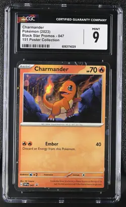 Pokemon 151 CHARMANDER #047 Poster Collection Black Star Promo Card CGC 9 MINT - Image 1