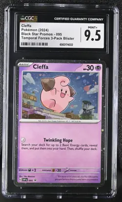 Pokemon Card CLEFFA #095 Temporal Forces 3 Pack Blister Promo CGC 9.5 MINT+ - Image 1