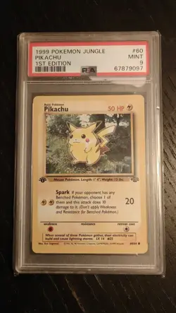 1999 Pokemon 1st Edition Jungle Pikachu #60 Common PSA 9 Mint - Image 1