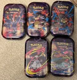 Pokemon TCG Mega Evolution Mega Heroes Mini Tins Set x5 Sealed - Image 1