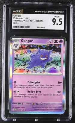 Pokemon Card GENGAR Holo Rare #094 Scarlet & Violet 151 CGC 9.5 MINT+ - Image 1