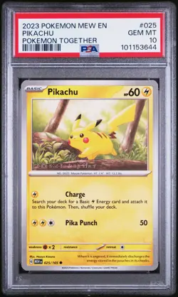 2023 POKEMON MEW EN-151 POKEMON TOGETHER #025 PIKACHU PSA 10 - Image 1