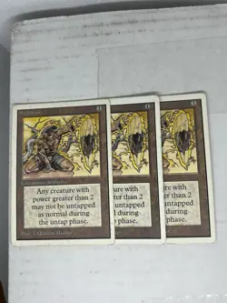 Vintage 1993 MTG Unlimited Edition Meekstone Card X 3 - MP - Image 1