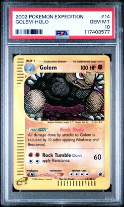 2002 POKEMON EXPEDITION #14 GOLEM-HOLO PSA 10 - Image 1