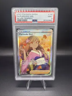 Pokemon Furisode Girl 190/195 Full Art Trainer Silver Tempest PSA 9 Mint - Image 2