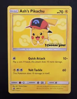 Ash's Pikachu - SM111 - Pokemon Sun & Moon Promo Rare Card LP - Image 1