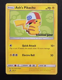 2017 Pokemon Ash's Pikachu TCG Black Star Promo Card SM112 - Image 1