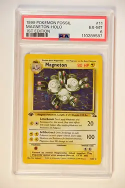 1999 Pokemon Fossil Magneton Holo 1st Edition Card PSA 6 - Image 1
