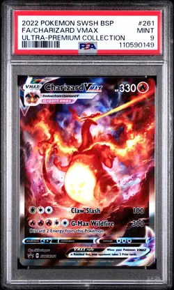 2022 POKEMON SWSH BLACK STAR PROMO #261 FULL ART/CHARIZARD VMAX PSA 9 - Image 1