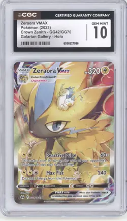Pokemon SWSH Crown Zenith Zeraora VSTAR 055/159 AGS GEM-MT 10 Holo Rare 2023 - Image 1