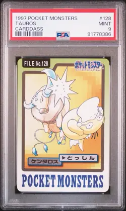 Pokemon Bandai Carddass Tauros Japanese #128 PSA 9 Mint Psyduck - Image 1