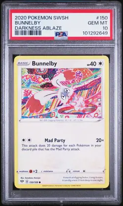 2020 POKEMON SWORD & SHIELD DARKNESS ABLAZE #150 BUNNELBY PSA 10 - Image 1