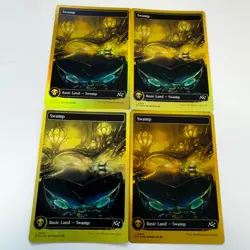 4 GOLD FOIL MTG CARDS INC BASIC LAND SWAMP AETHERDRIFT NM MAGIC THE GATHERING - Image 1