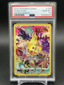Pokemon Pikachu 160/159 Full Art Secret Rare Crown Zenith 2023 PSA 10 GEM MINT - Image 1