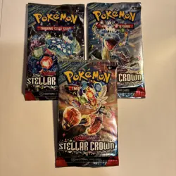 Pokemon TCG Stellar Crown Booster Packs SEALED 3 Packs LOT of 3 - Image 1