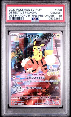 2023 POKEMON JAPANESE SV-P PROMO #098 DETECTIVE PIKACHU PSA 10 - Image 1
