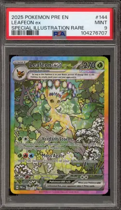Pokemon Leafeon ex Prismatic Evolutions Special Illustration Rare #144 PSA 9 - Image 1