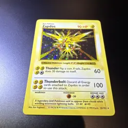 Zapdos Holo 16/102 Base Set 1999 Shadowless Pokemon WOTC NM - Image 2