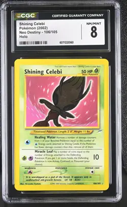 CGC 8 Shining Celebi 2002 Neo Destiny 106/105 Holo Pokemon Card - Image 1