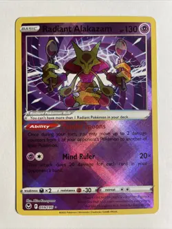 1x Silver Tempest Pokemon Radiant Alakazam Holo Englisch NM/M Pokemon - Image 1