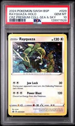 2024 POKEMON BLACK STAR PROMOS COSMOS HOLO SWSH029 RAYQUAZA PSA 10 - Image 1