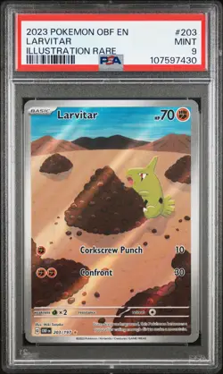 2023 POKEMON OBF EN-OBSIDIAN FLAMES ILLUSTRATION RARE #203 LARVITAR PSA 9 - Image 1