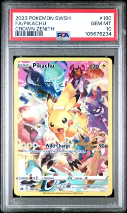 2023 POKEMON SWORD & SHIELD CROWN ZENITH #160 FULL ART/PIKACHU PSA 10 - Image 1