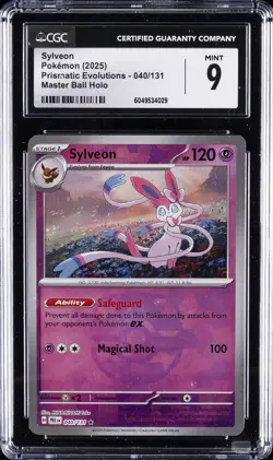 2025 POKEMON PRISMATIC EVOLUTIONS MASTER BALL HOLO #040/131 SYLVEON CGC 9 - Image 1