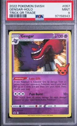 2021 POKEMON SWORD & SHIELD CHILLING REIGN #057 GENGAR-HOLO TRICK OR TRADE-PSA 9 - Image 1