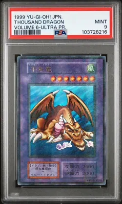 1999 YU-GI-OH! JPN VOLUME 6 ULTRA PARALLEL RARE THOUSAND DRAGON PSA 9 - Image 1