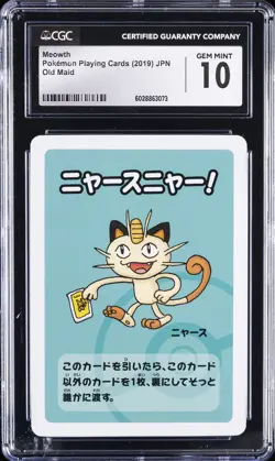 2019 POKEMON PLAYING CARDS OLD MAID - JPN MEOWTH CGC 10 GEM MINT - Image 1