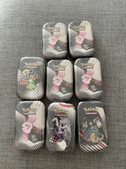 Pokemon Mini Tins Case Black Bolt & White Flare (8 TIN SET ) New Sealed - Image 1