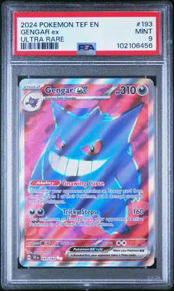 2024 POKEMON TEF EN-TEMPORAL FORCES ULTRA RARE #193 GENGAR EX PSA 9 - Image 1