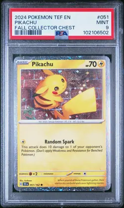2024 POKEMON TEF EN-TEMPORAL FORCES FALL COLLECTOR CHEST #051 PIKACHU PSA 9 - Image 1