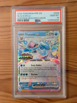 PSA 10 Glaceon ex Pokemon Prismatic Evolutions Stamped Promo 026/131 - Image 1
