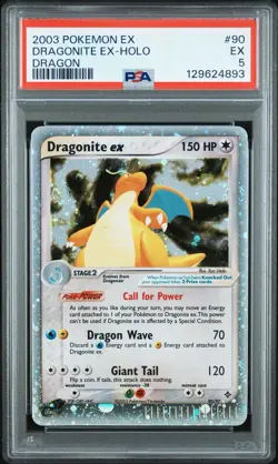 2003 POKEMON EX DRAGON #90 DRAGONITE EX-HOLO PSA 5 - Image 1